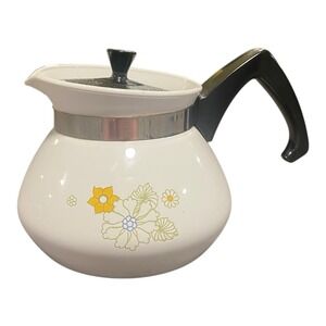 Vintage Corning Ware Floral Bouquet 3 Cup Tea Pot w/Plastic Lid USA 70s RARE